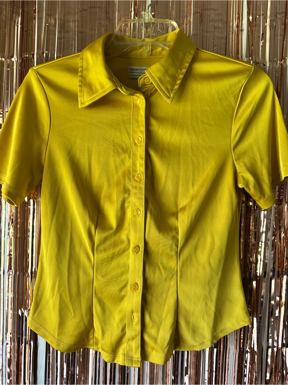 Urban Outfitters Bright Yellow Short Sleeve Button-Down Shirt